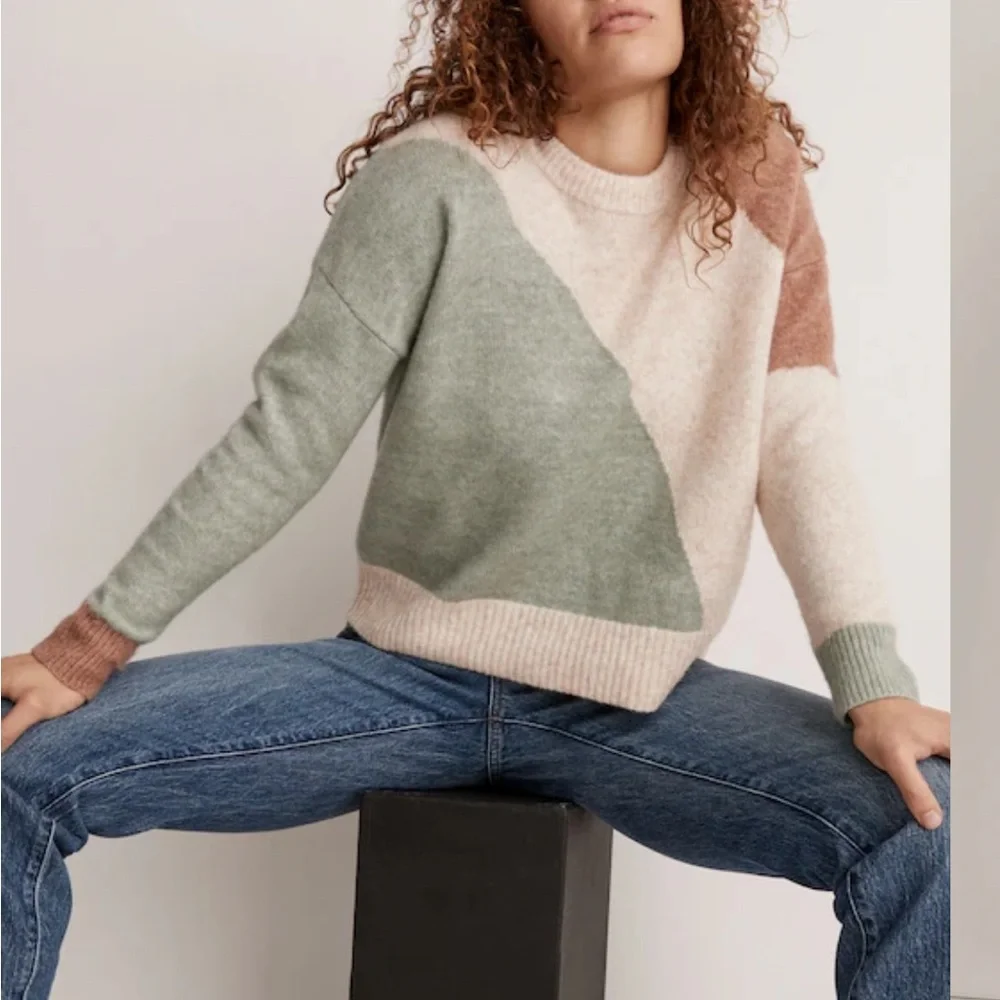 Madewell Cedarbrook Pullover Sweater in Colorblock- Size XS